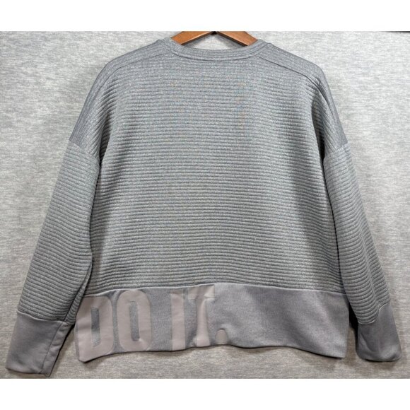 Nike Dri Fit Gray Just Do It Sweatshirt Ribbed Texture Womens M Athleisure - Picture 4 of 6